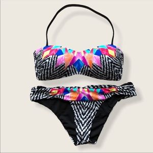 NWT Bar III Feathered Daze Black Bikini M